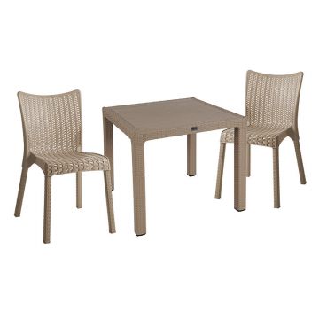 Set de Dining Explore-Confident set 3 piese, Crem, 90x90x74 cm