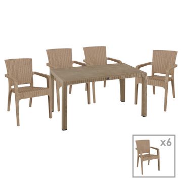 Set de dining Explore-Halcyon 7 piese, Crem, 150x90x74 cm