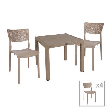 Set de dining Explore-Ignite set 5 piese Crem 90x90x74 cm