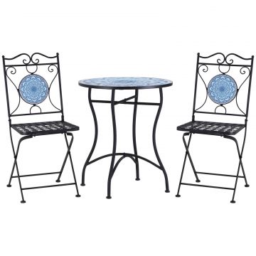 Set de Gradina 3 Piese cu Mozaic, din Metal, Albastru