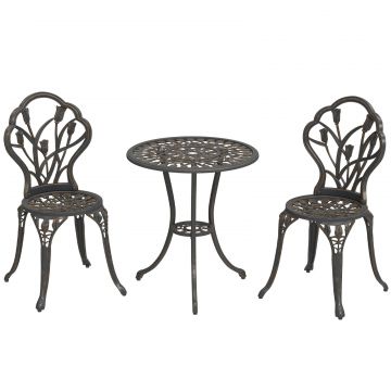 Set de Gradina 3 Piese din Aluminiu cu 2 Scaune