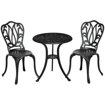 Set de Gradina Exterior, Masa Rotunda si Scaune din Aluminiu, Masa de Bistrou cu Orificiu pentru Umbrela, Mobilier pentru Terasa, Gradini, Verande,
