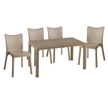 Set de gradina masa si scaune Explore, Confident set 5 piese, cappuccino, 150x90x73 cm