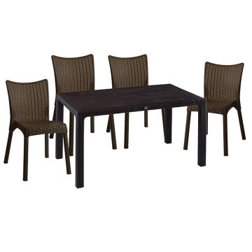 Set de gradina masa si scaune Explore-Confident set 5 piese, maro, 150x90x73 cm