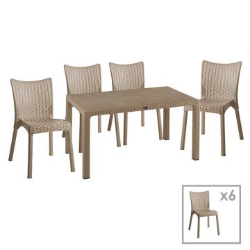 Set de gradina masa si scaune Explore, Confident set 7 piese, cappuccino, 150x90x73 cm
