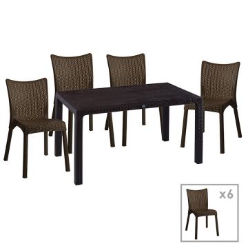 Set de gradina masa si scaune Explore-Confident set 7 piese, maro, 150x90x73 cm