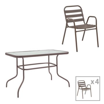 Set de masă de bucătărie Valor-Sussie, Metal și Sticlă, 110x60x70 cm