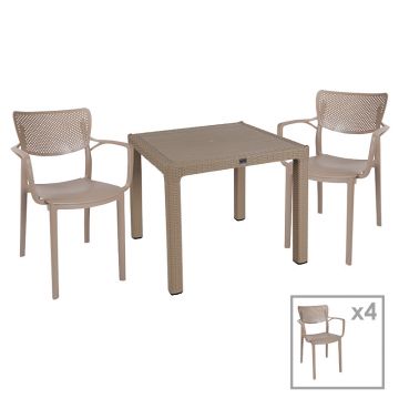 Set de Masa Explore-Fontline 5 piese capucino 90x90x74 cm