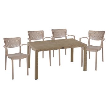 Set de Masa Explore-Forntline 5 piese, Crem, 150x90x74 cm