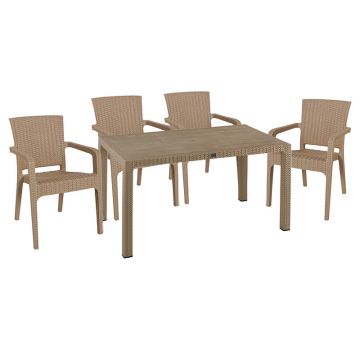 Set de Masa Explore-Halcyon pachet 5 piese, Crem, 150x90x74 cm