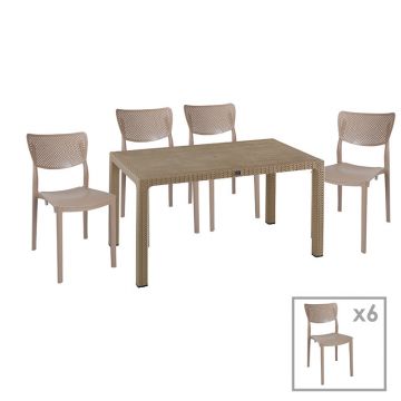 Set de Masa Explore-Ignite set 7 piese, Crem, 150x90x74 cm