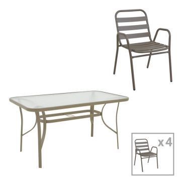 Set de masă Sussie cu funcție multifuncțională, Metal și sticlă, 140x80x70 cm
