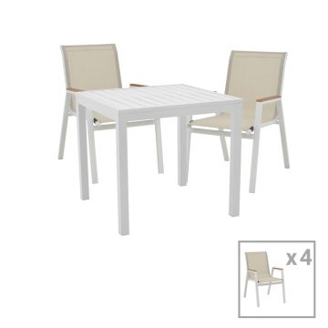 Set de sufragerie Azelie-Kliton set de 5 Gri-aluminiu, alb, 77x55x94 cm