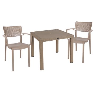 Set de sufragerie Explore-Fontline set 3 piese, Crem, 90x90x74 cm