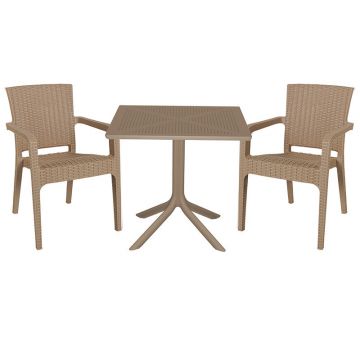 Set de sufragerie Groovy-Halcyon set 3 piese, Crem, 80x80x74 cm