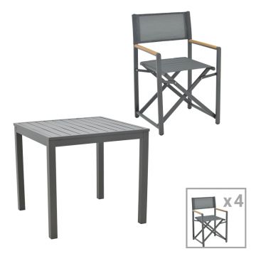Set masa si scaune 5 buc de gradina Mabu-Kliton Antracit 80x80x74 cm