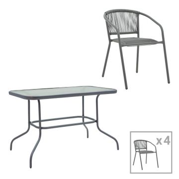 Set Mobilă de Luat Masa cu Funcție Modulară Valor-Lindaria, Metal și Sticlă, 110x60x70 cm