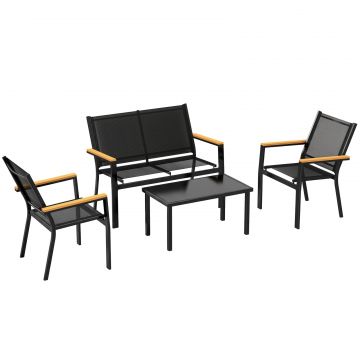 Set Mobilier Exterior, Rezistent la Rugina, 4 Piese, Negru
