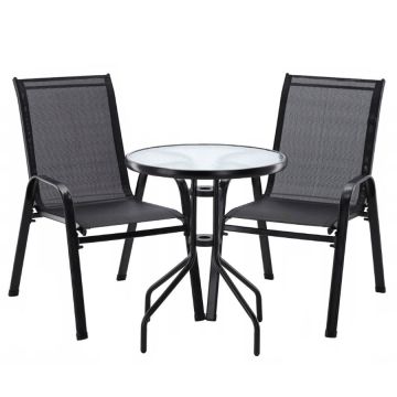 Set mobilier gradina Sersimo Torino, 2 scaune, 1 masa, gri antracit