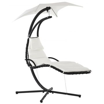 Sezlong Leagan Suspendat Relax sezlong de Lux cu Acoperis, Crem