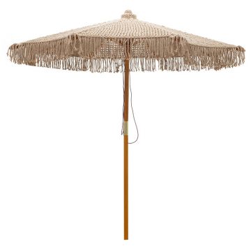 Umbrela profesionala Renny bej macrame - lemn de fag Ö2.5me, 250x250x255 cm