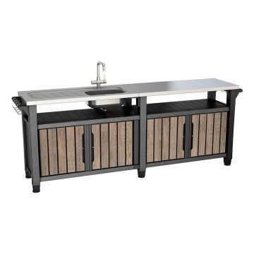 Bucătărie de grădină cu aspect de lemn de frasin 237x52 cm Unity Chef – Keter