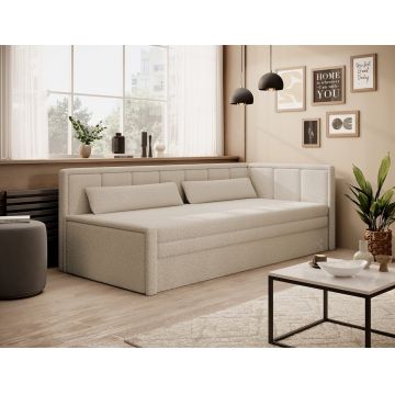 Canapea extensibila brat dreapta 3 locuri ELTAP, Fulgeo, 214x82x77 cm, lemn/catifea din poliester, bej