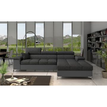 Coltar extensibil dreapta 4 locuri ELTAP, Ric-26, Ricardo, 281x205x88 cm, lemn/poliester, gri inchis/gri
