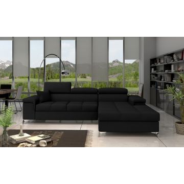 Coltar extensibil dreapta 4 locuri ELTAP, Ric-34, Ricardo, 281x205x88 cm, lemn/poliester, negru