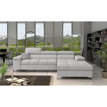 Coltar extensibil dreapta 4 locuri ELTAP, Ric-37, Ricardo, 281x205x88 cm, lemn/poliester, gri deschis