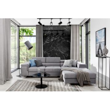 Coltar extensibil dreapta 4 locuri ELTAP, Ric-54, Ricardo, 281x205x88 cm, lemn/poliester, gri deschis