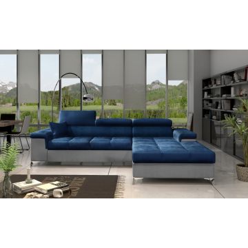 Coltar extensibil dreapta 4 locuri ELTAP, Ric-59, Ricardo, 281x205x88 cm, lemn/poliester, albastru inchis/gri