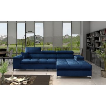 Coltar extensibil dreapta 4 locuri ELTAP, Ric-60, Ricardo, 281x205x88 cm, lemn/poliester, albastru inchis