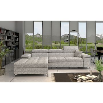 Coltar extensibil stanga 4 locuri ELTAP, Ric-02, Ricardo, 281x205x88 cm, lemn/poliester, gri