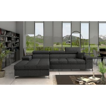 Coltar extensibil stanga 4 locuri ELTAP, Ric-06, Ricardo, 281x205x88 cm, lemn/poliester, gri inchis