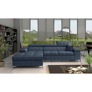 Coltar extensibil stanga 4 locuri ELTAP, Ric-10, Ricardo, 281x205x88 cm, lemn/poliester, albastru