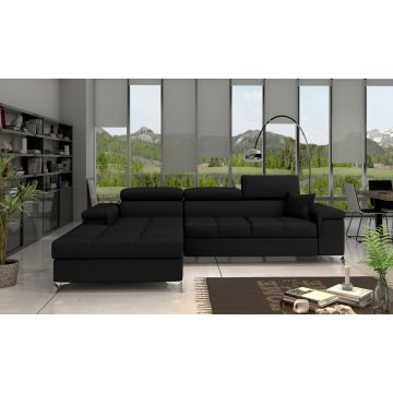 Coltar extensibil stanga 4 locuri ELTAP, Ric-15, Ricardo, 281x205x88 cm, lemn/poliester, negru