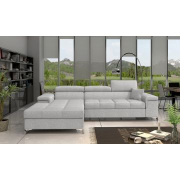 Coltar extensibil stanga 4 locuri ELTAP, Ric-18, Ricardo, 281x205x88 cm, lemn/poliester, gri deschis