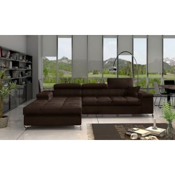 Coltar extensibil stanga 4 locuri ELTAP, Ric-42, Ricardo, 281x205x88 cm, lemn/poliester, maro inchis