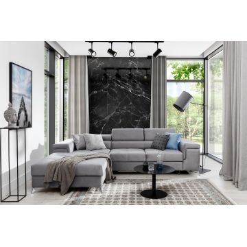 Coltar extensibil stanga 4 locuri ELTAP, Ric-43, Ricardo, 281x205x88 cm, lemn/poliester, gri deschis