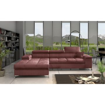 Coltar extensibil stanga 4 locuri ELTAP, Ric-47, Ricardo, 281x205x88 cm, lemn/poliester, roz inchis