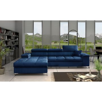 Coltar extensibil stanga 4 locuri ELTAP, Ric-49, Ricardo, 281x205x88 cm, lemn/poliester, albastru inchis