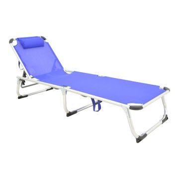 Șezlong Fevepe, Silver-Blue, 58x185x30 cm