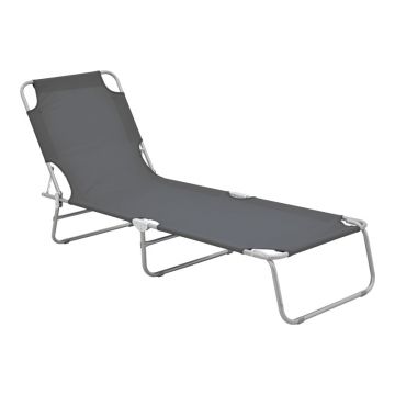 Șezlong Pasein, Silver-Antracit, 55x185x24 cm