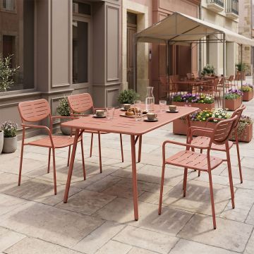 Moraja Deraby set 5 piese terracotta metal, Teracotă, 140x80x72 cm