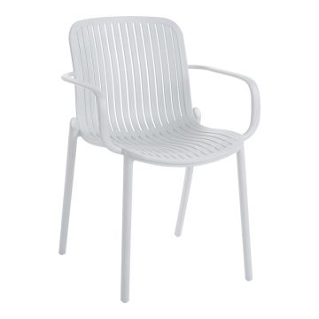 Scaun de exterior Teragi stackable fotoliu pp cu UV protection, alb, 59x57x82 cm