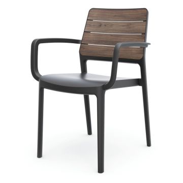Scaun de grădină gri închis/maro închis din plastic Deco Porto – Keter