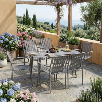 Set dining exterior Heven Vista, 7 piese, aluminiu, Antracit, 120x70x72 cm