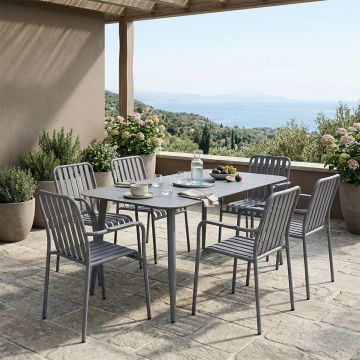 Set dining exterior Heven Vista, 7 piese, aluminiu, Antracit, 150x80x72 cm