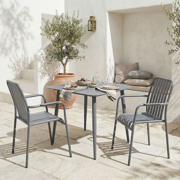Set dining Heven Vista set 3 piese antracit aluminiu, 80x80x72 cm